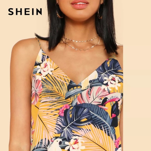 Just In!🆕Summer Tropical V-neck Spaghetti Dress - Picture 4 of 7